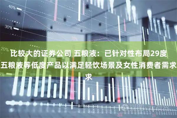 比较大的证券公司 五粮液：已针对性布局29度五粮液等低度产品以满足轻饮场景及女性消费者需求
