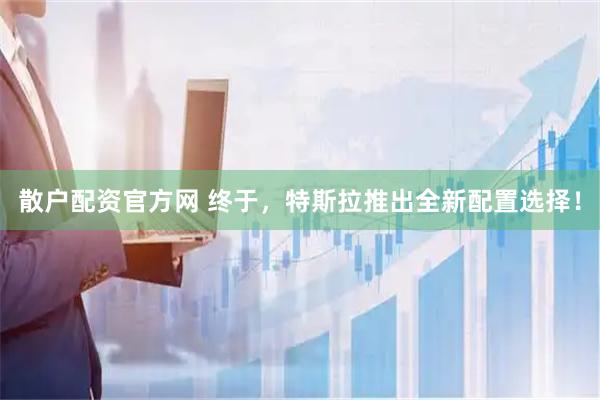 散户配资官方网 终于，特斯拉推出全新配置选择！
